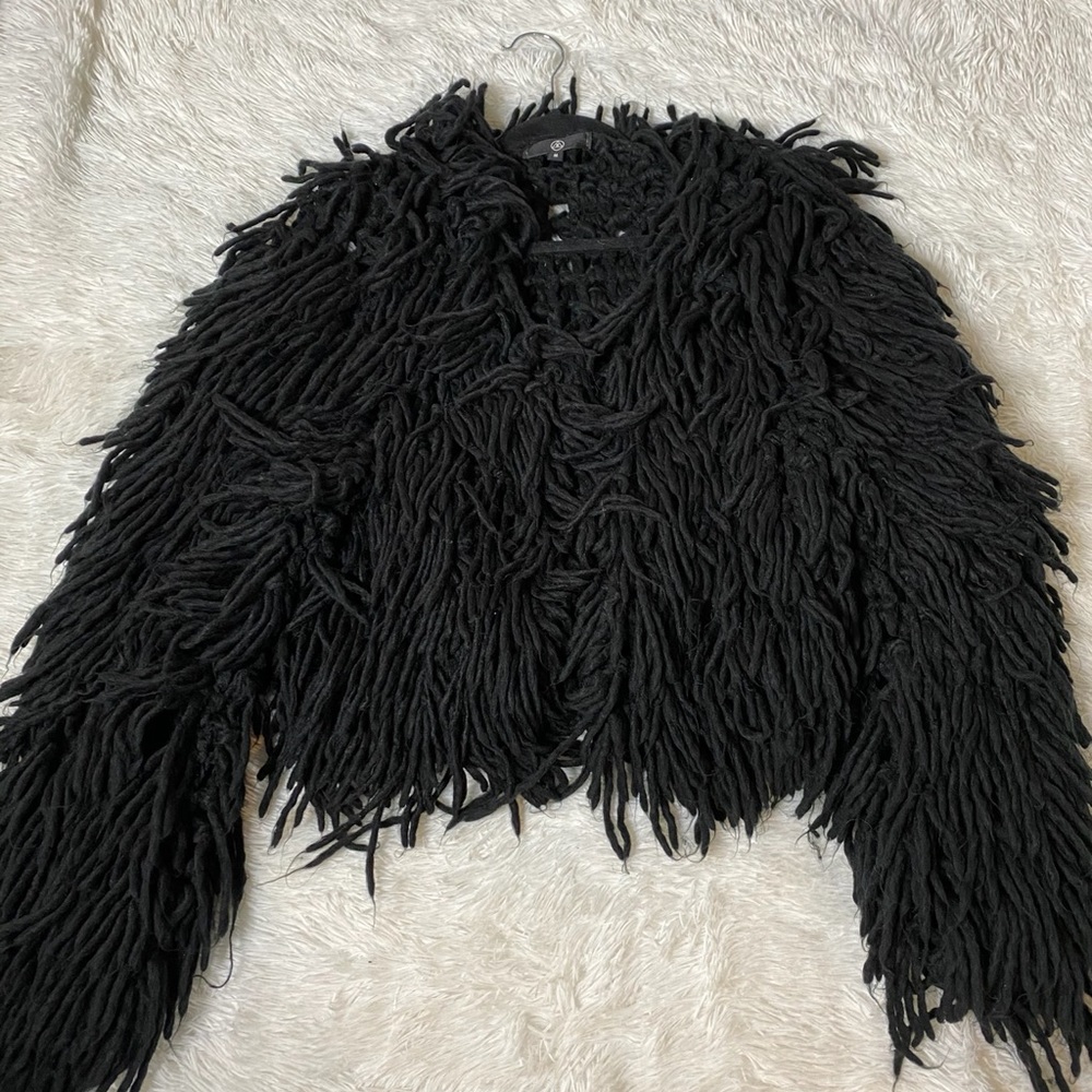 Shaggy fur jacket black